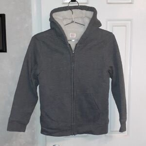 Wonder Nation Kid's Charcoal Grey Hoodie, Sherpa Lined, Size L (10/12)